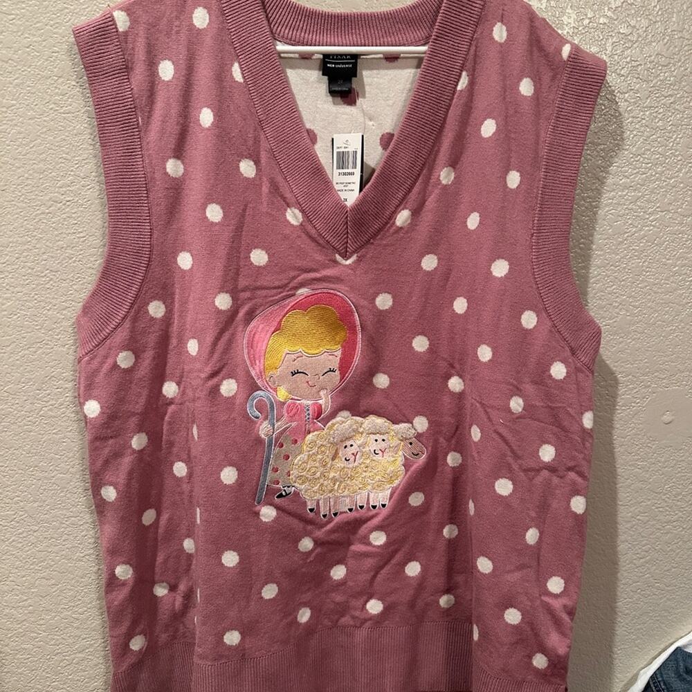 NWT Pixar Her Universe Toy Story Bo Peep Pink and White Sweater Vest 2X